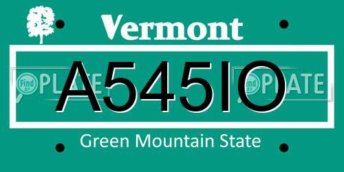 A545IO Vermont License Plate