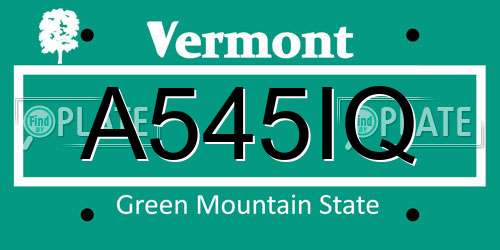 A545IQ Vermont License Plate