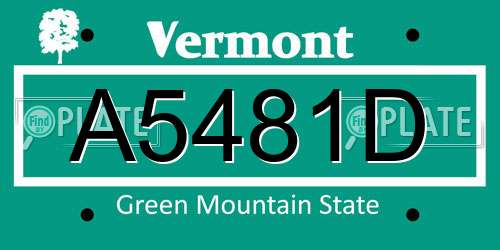 A5481D Vermont License Plate