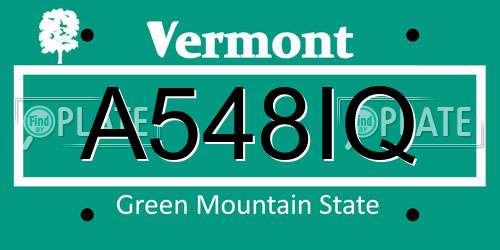 A548IQ Vermont License Plate