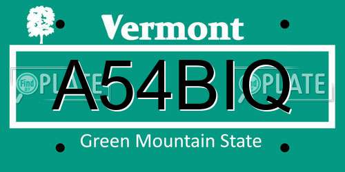 A54BIQ Vermont License Plate