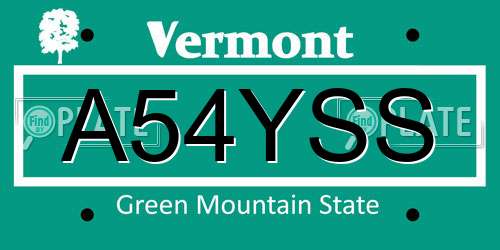 A54YSS Vermont License Plate