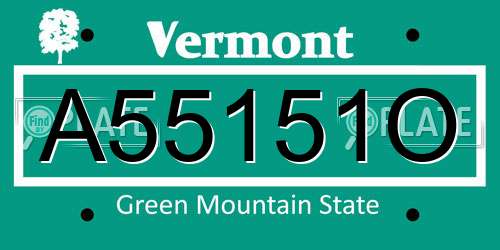 A55151O Vermont License Plate