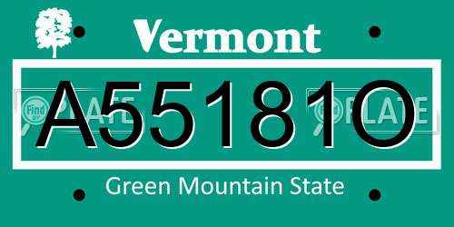 A55181O Vermont License Plate