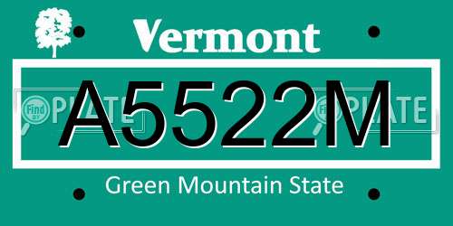A5522M Vermont License Plate