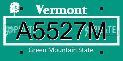 A5527M Vermont License Plate