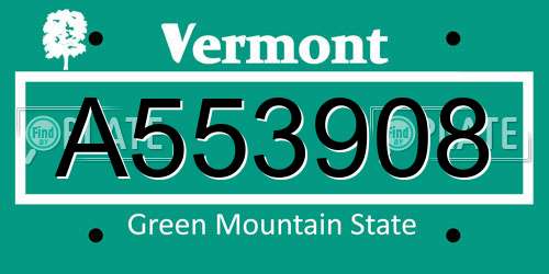 A553908 Vermont License Plate
