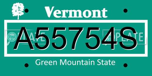 A55754S Vermont License Plate