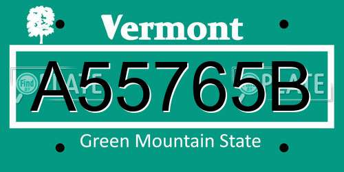 A55765B Vermont License Plate