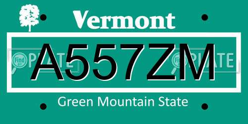A557ZM Vermont License Plate