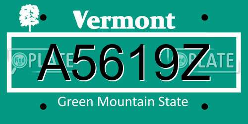 A5619Z Vermont License Plate