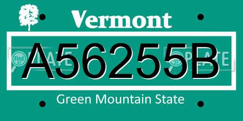 A56255B Vermont License Plate