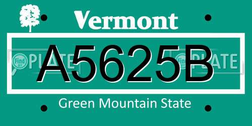 A5625B Vermont License Plate