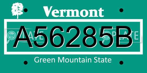A56285B Vermont License Plate