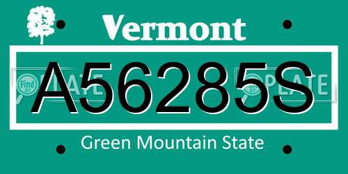 A56285S Vermont License Plate