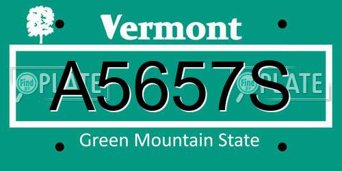 A5657S Vermont License Plate