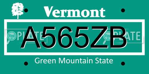 A565ZB Vermont License Plate