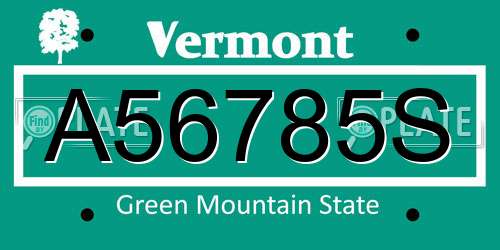 A56785S Vermont License Plate