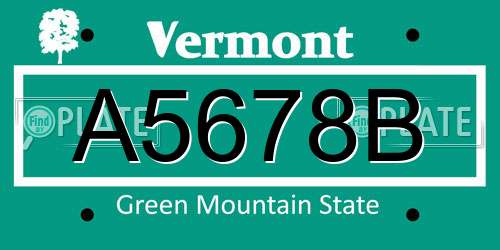 A5678B Vermont License Plate