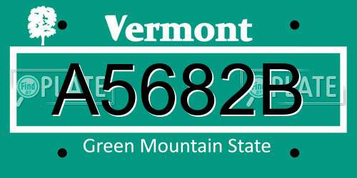 A5682B Vermont License Plate