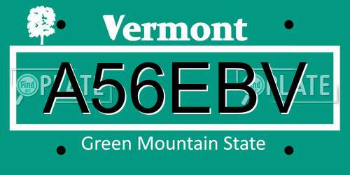 A56EBV Vermont License Plate