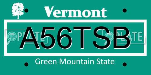 A56TSB Vermont License Plate
