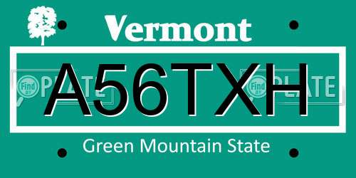 A56TXH Vermont License Plate