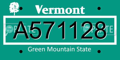 A571128 Vermont License Plate