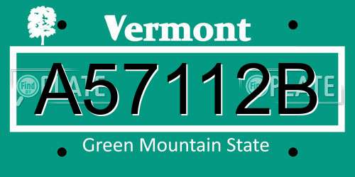 A57112B Vermont License Plate