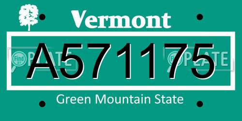 A571175 Vermont License Plate