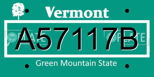 A57117B Vermont License Plate