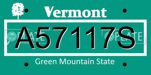 A57117S Vermont License Plate