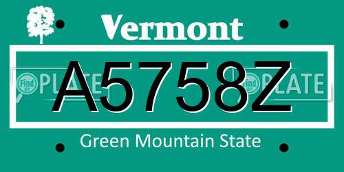 A5758Z Vermont License Plate