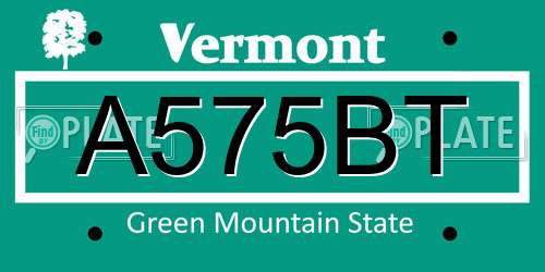 A575BT Vermont License Plate