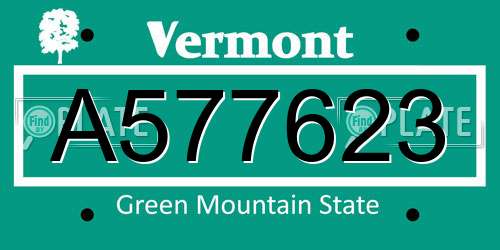 A577623 Vermont License Plate