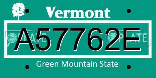 A57762E Vermont License Plate