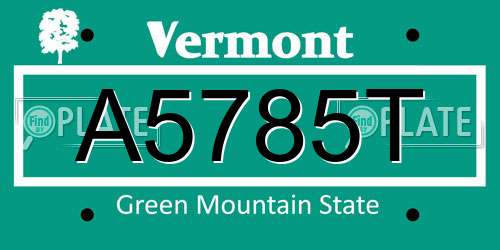 A5785T Vermont License Plate