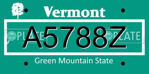 A5788Z Vermont License Plate