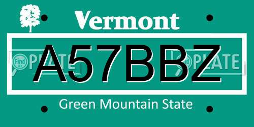 A57BBZ Vermont License Plate