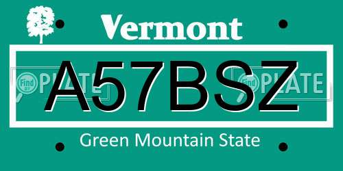 A57BSZ Vermont License Plate