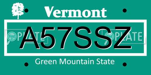 A57SSZ Vermont License Plate