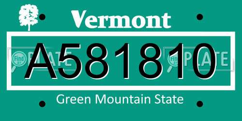 A581810 Vermont License Plate