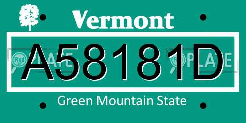A58181D Vermont License Plate