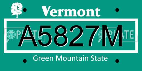 A5827M Vermont License Plate
