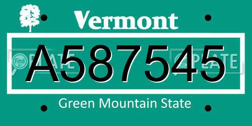 A587545 Vermont License Plate