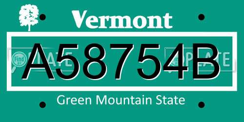 A58754B Vermont License Plate