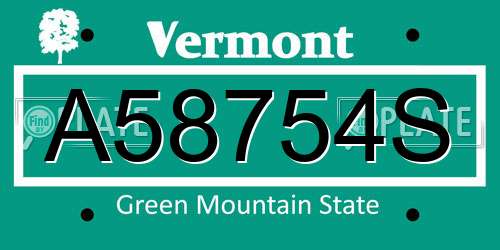 A58754S Vermont License Plate