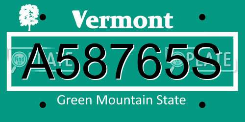 A58765S Vermont License Plate