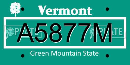 A5877M Vermont License Plate