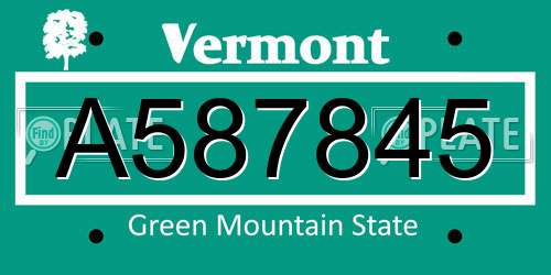 A587845 Vermont License Plate